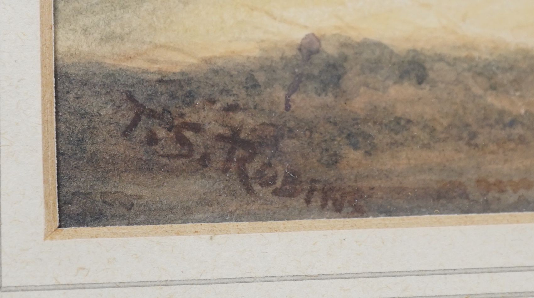 Two Cornish watercolour landscapes, Thos. Sewell Robins (1814-1880), Cornish Beach Scene, signed, 23 cm X 20.5 cm and Thomas Hart F.S.A., Coastal scene, signed and dated 1861, 21 cm X 32 cm